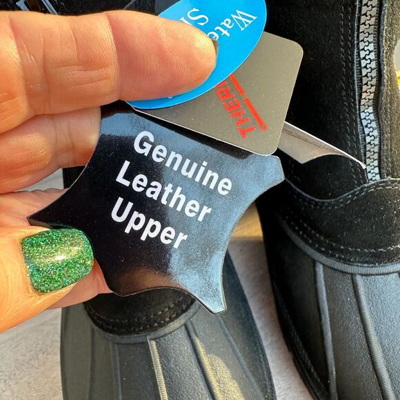 New Totes Jerome Leather Rubber Duck Toe Waterproof Boots Insulated Mens Size 9 - Picture 11 of 15